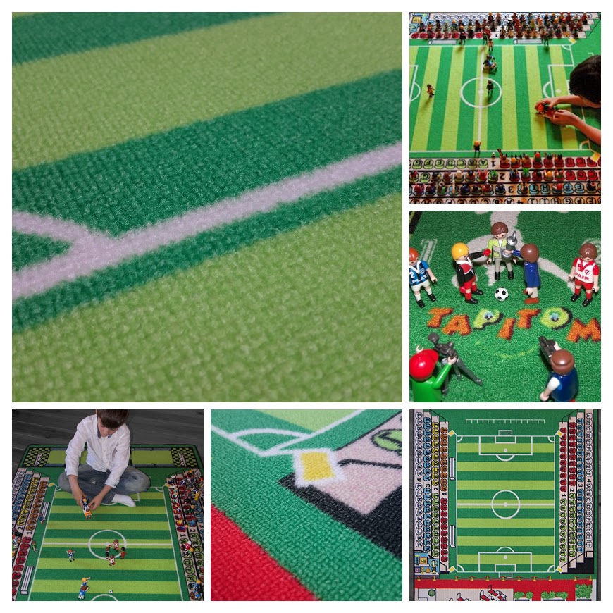 Tapis De Jeu Enfants 140x200 Cm Motif Football Vert - Polyester Doux, Facile à Nettoyer