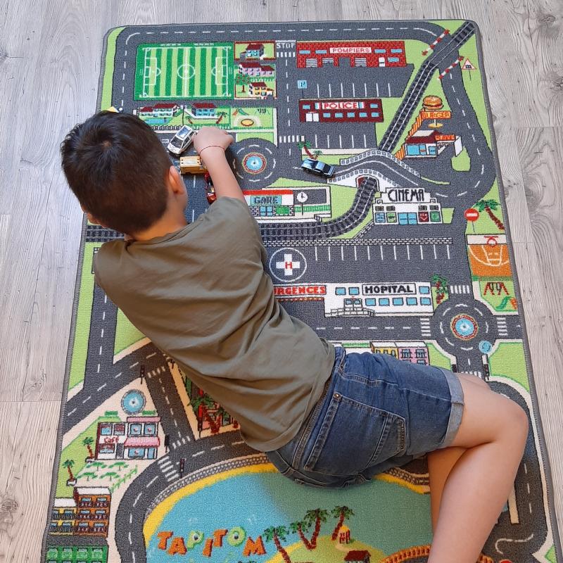 TAPITOM® Tapis Enfant Routes dans la Ville 130x200cm Tapis de Jeu